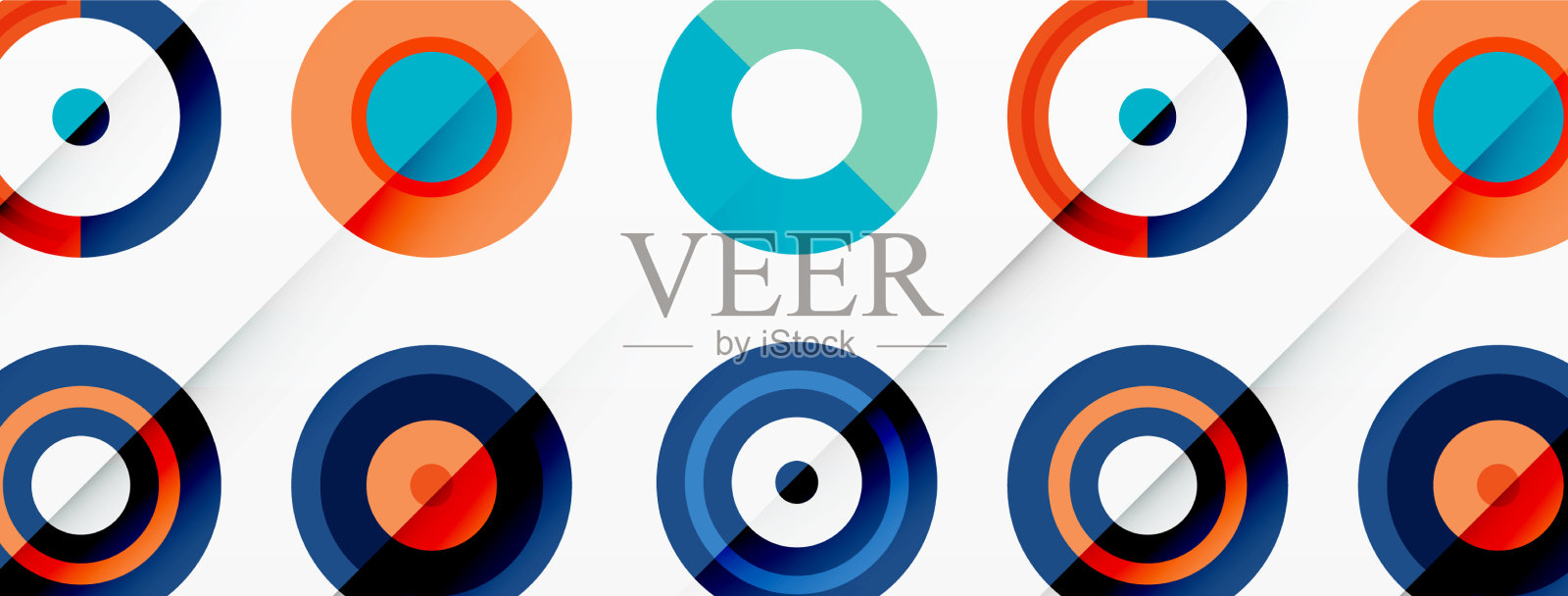 五颜六色的圆圈在一个网格组成抽象插画图片素材