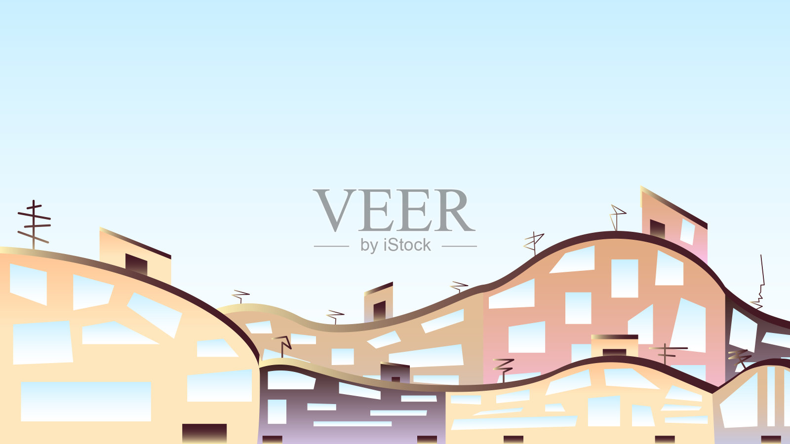 抽象简约的几何城市景观。插画图片素材