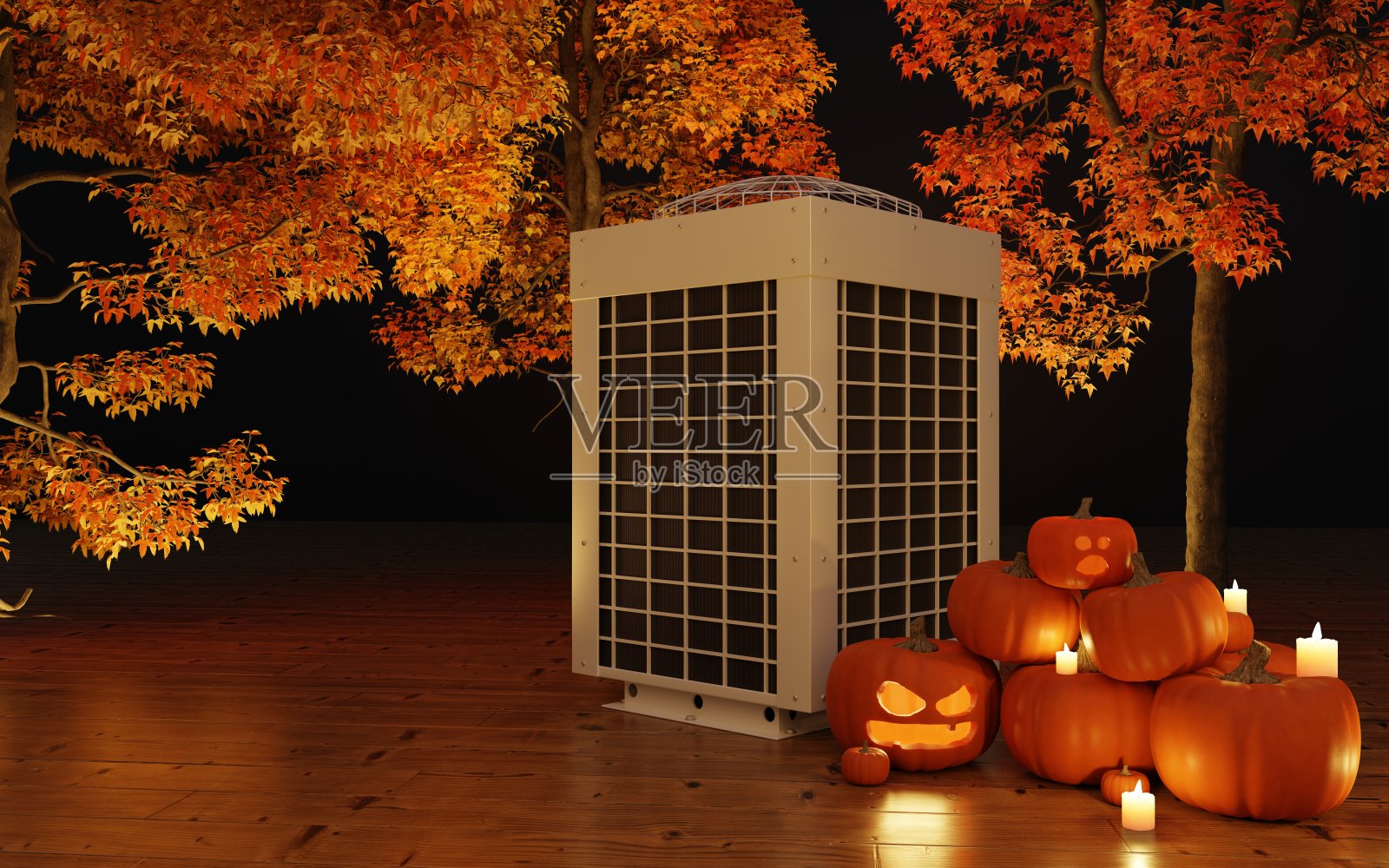万圣节的空调3d渲染照片摄影图片
