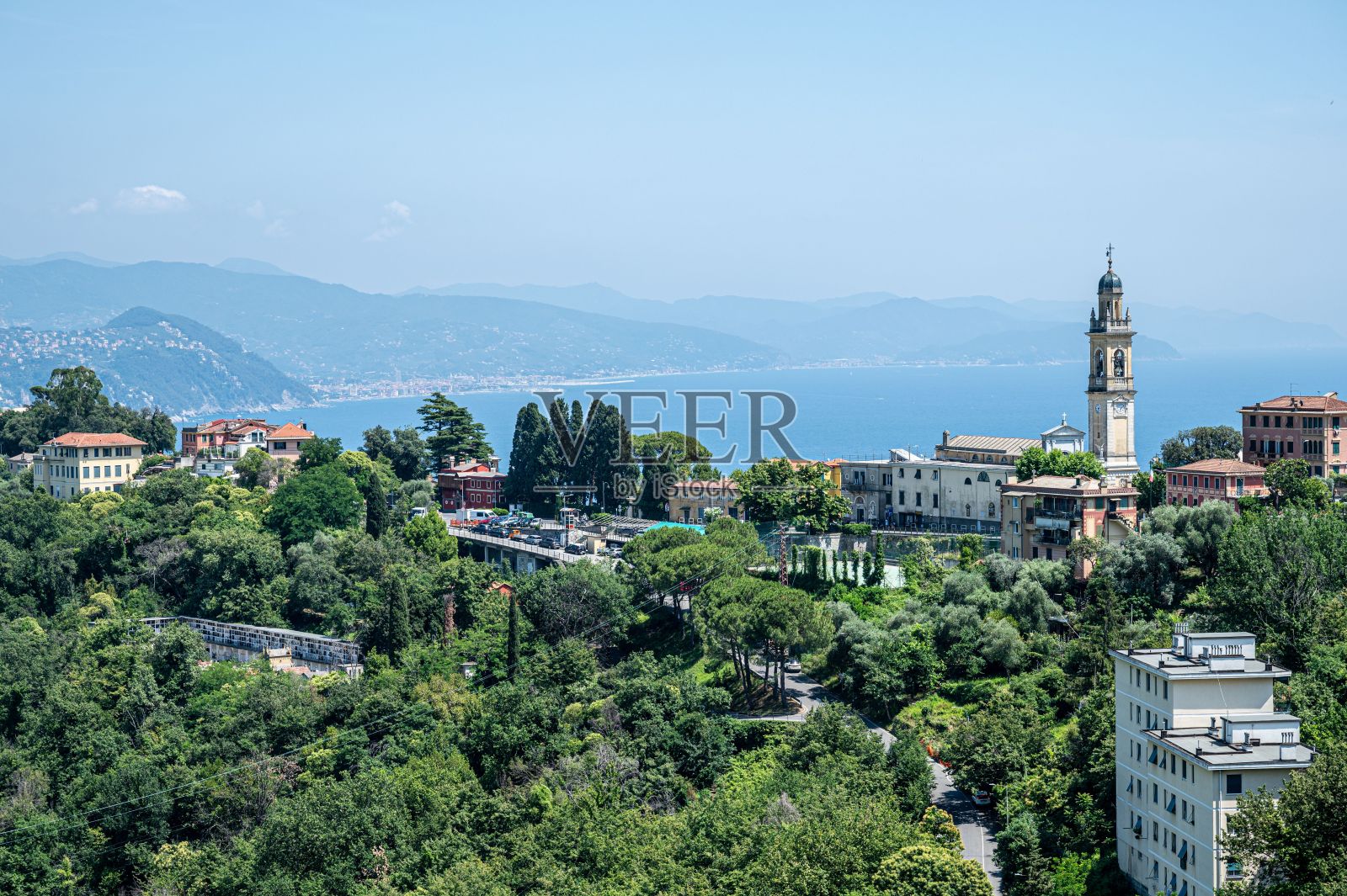 意大利利古里亚沿海地区的风景。照片摄影图片