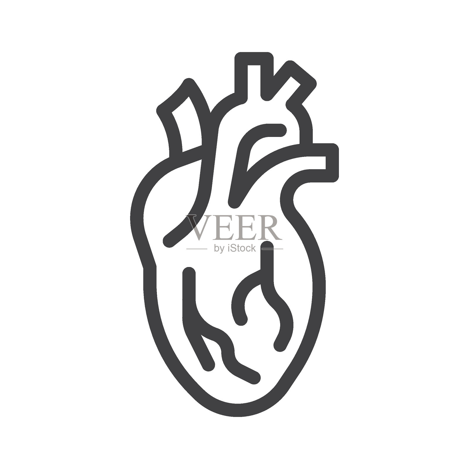 人体心脏解剖线图标插画图片素材