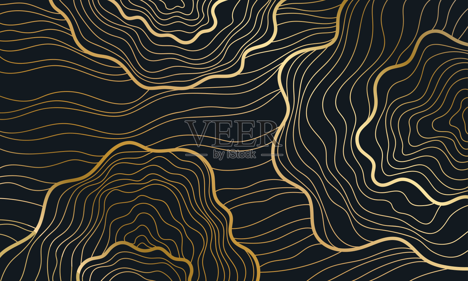 波浪曲线渐变背景。壁纸抽象模板手绘。插画图片素材