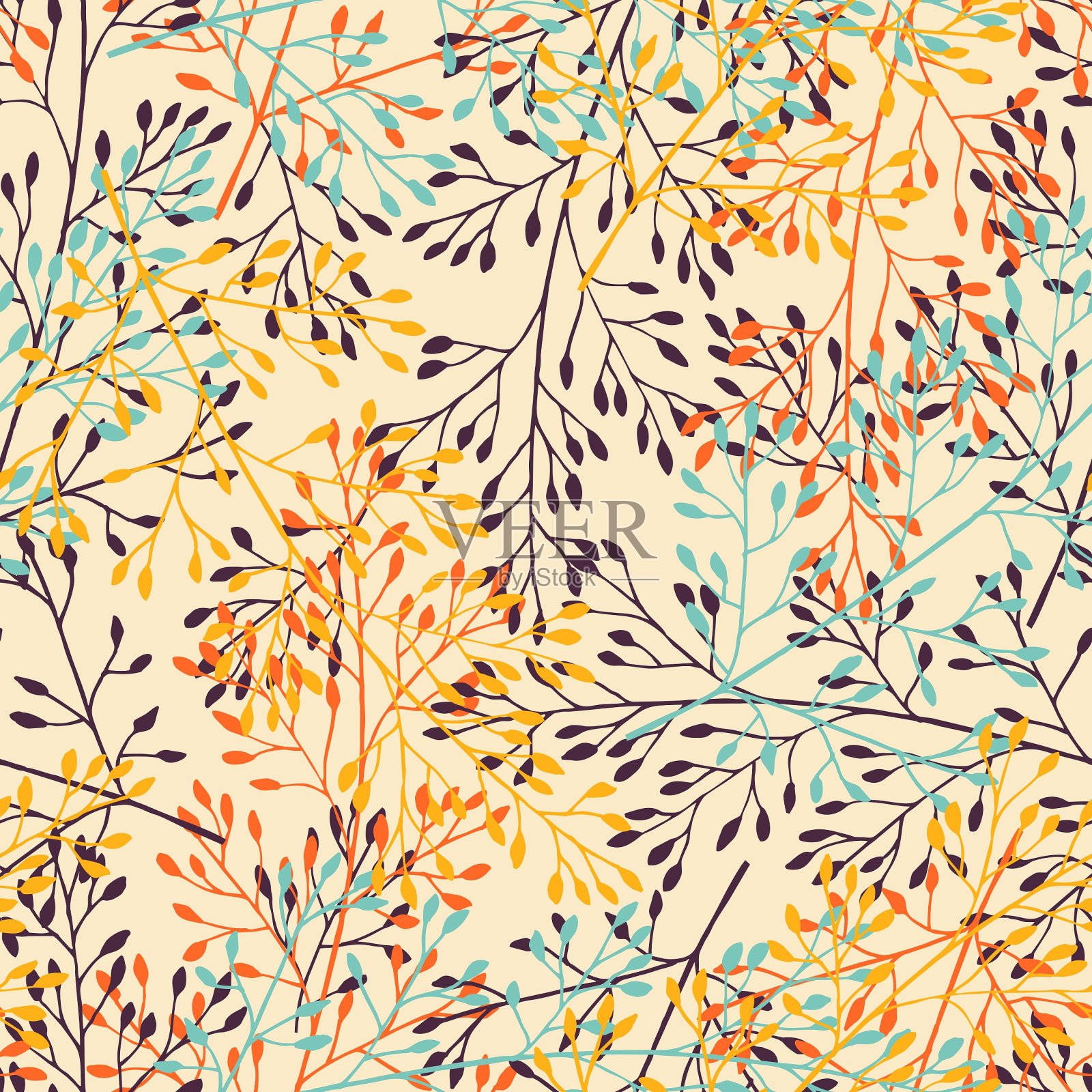 无缝叶壁纸图案。插画图片素材