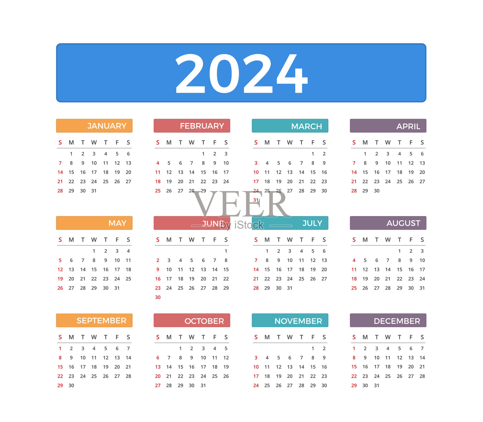 2024年日历插画图片素材