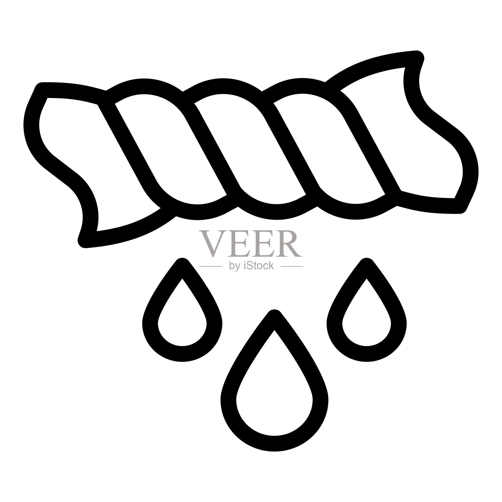 桌布在桌子上的线条图标。餐馆桌子矢量插图隔离在白色。圆桌轮廓样式设计和应用程序。插画图片素材