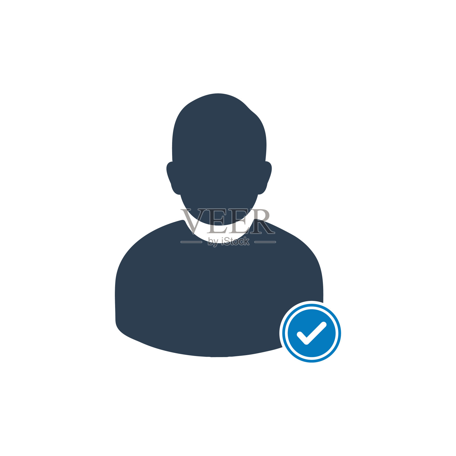 批准帐户图标。与人和Tick符号。可编辑的平面矢量插图。插画图片素材