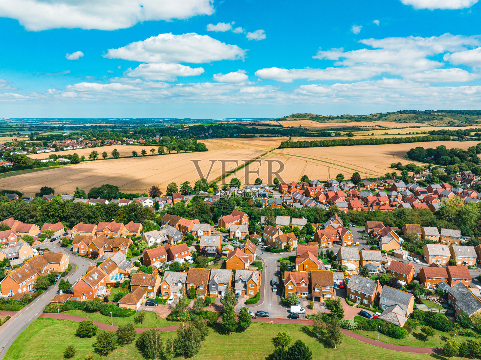 英国中部乡村鸟瞰图照片摄影图片