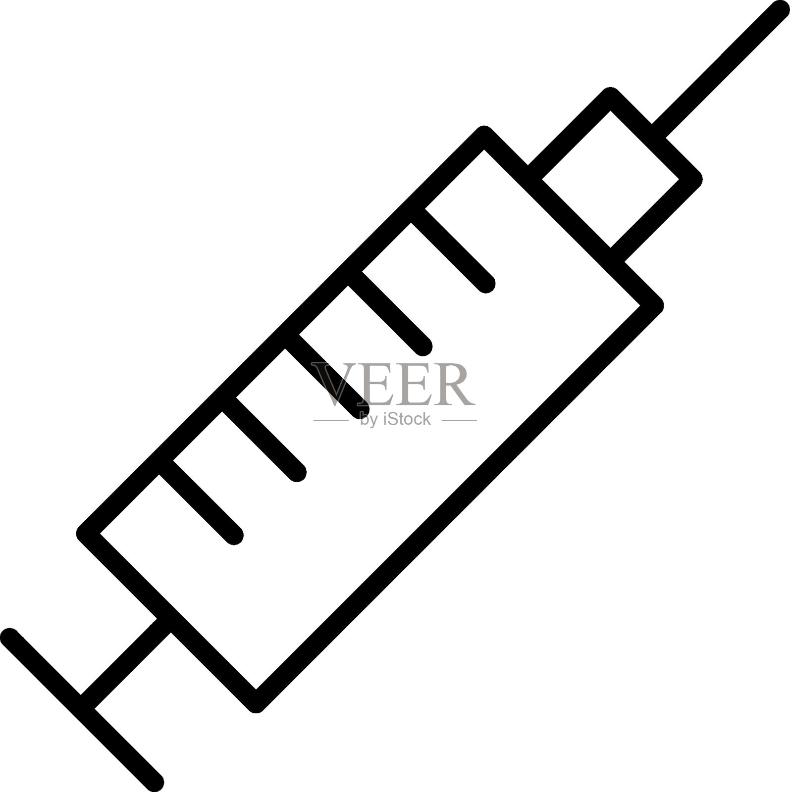 注射器矢量符号的广告。适用于书店、商店、商铺。可编辑的笔画在极简主义的轮廓风格。设计符号插画图片素材