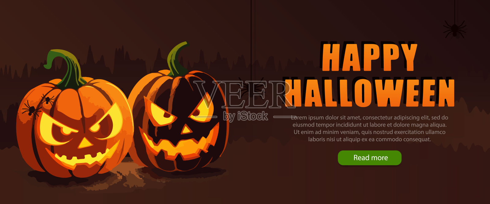 全景横幅雕刻万圣节南瓜插画图片素材