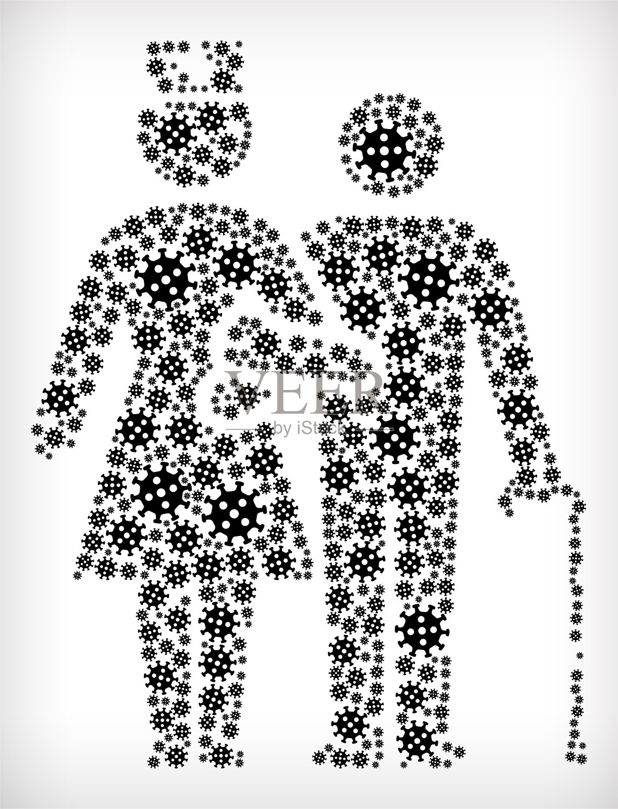 女性护士流感冠状病毒图标模式患者插画图片素材