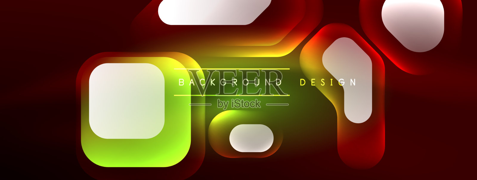 霓虹灯线条抽象的方形和圆形插画图片素材