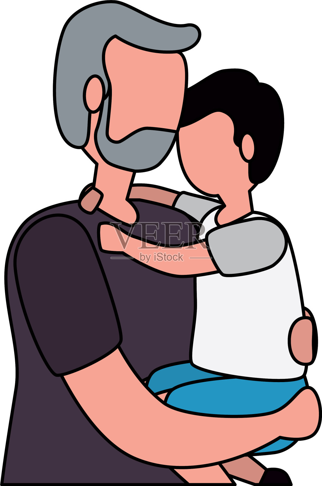 可爱的爷爷和孙子的角色设计元素图片