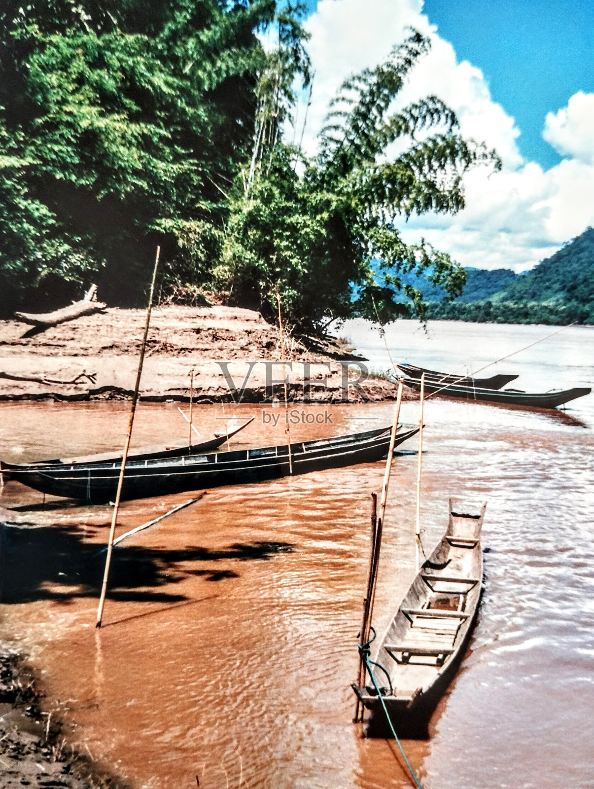 湄公河上的田园风光照片摄影图片