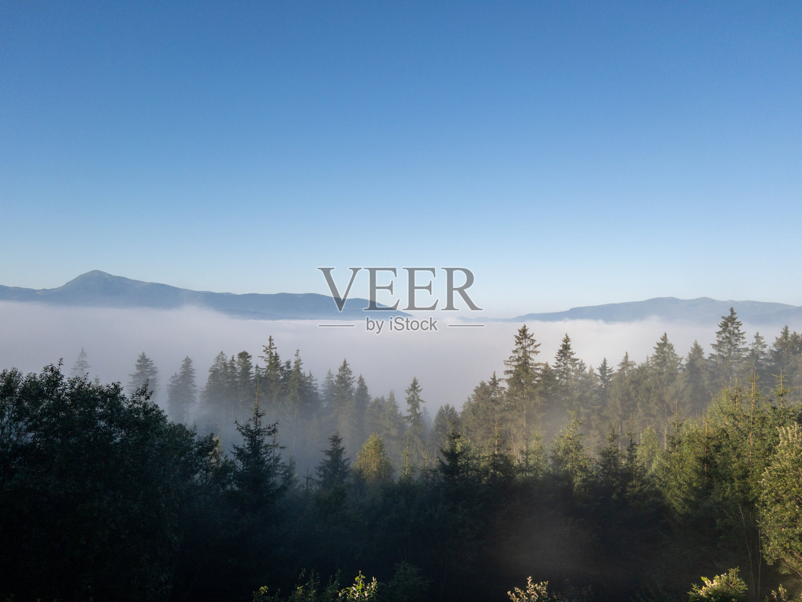 雾蒙蒙的喀尔巴阡山脉景观照片摄影图片