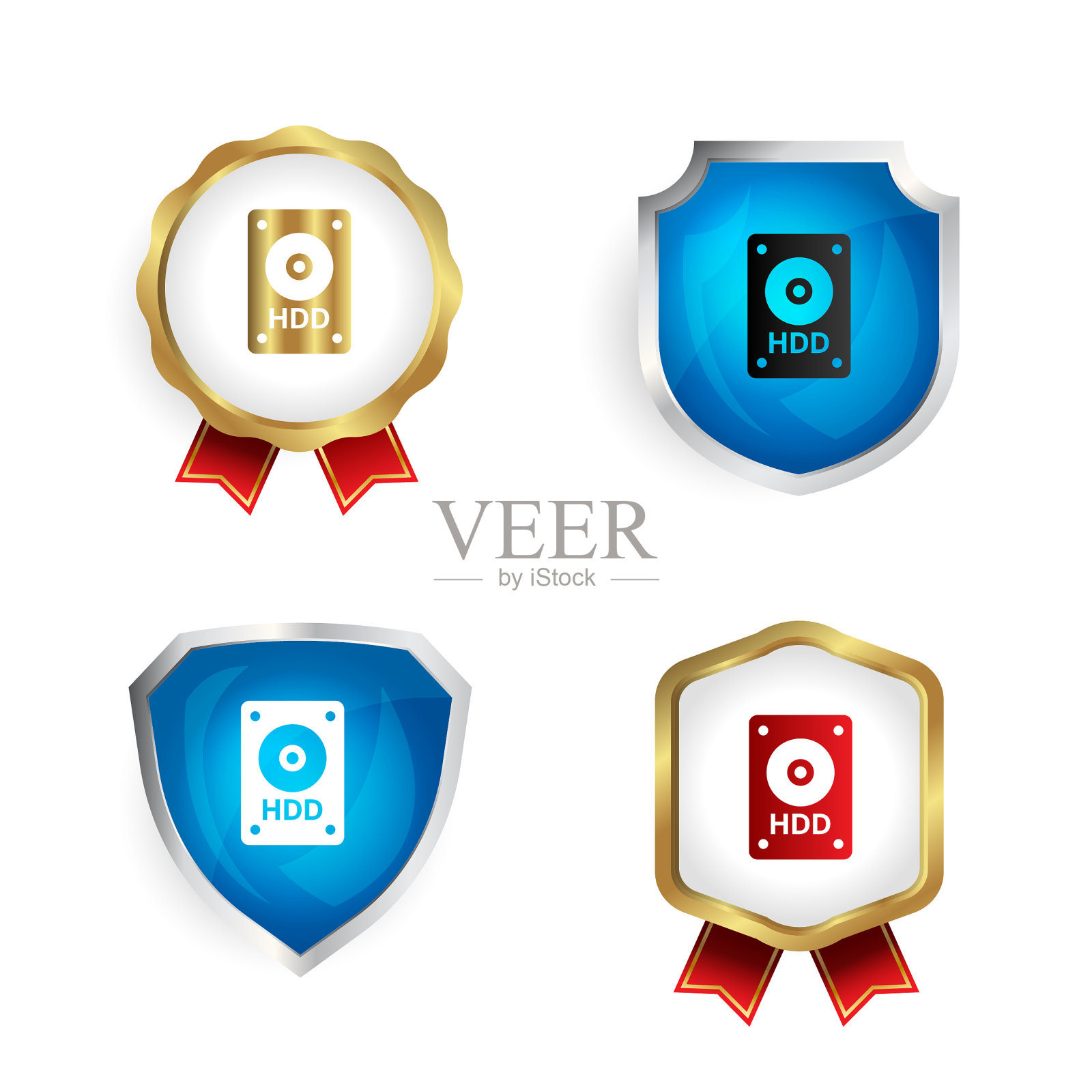 硬盘徽章和标签收集插画图片素材