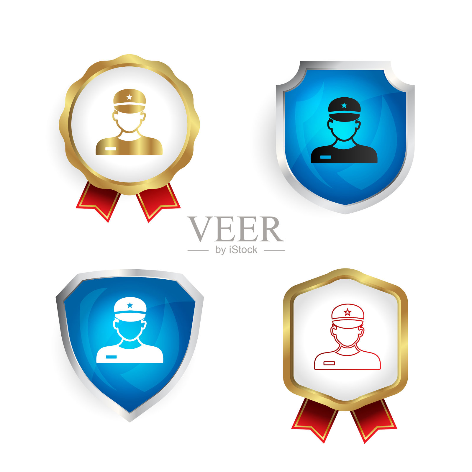 摘要:警员警徽和警徽的收集插画图片素材