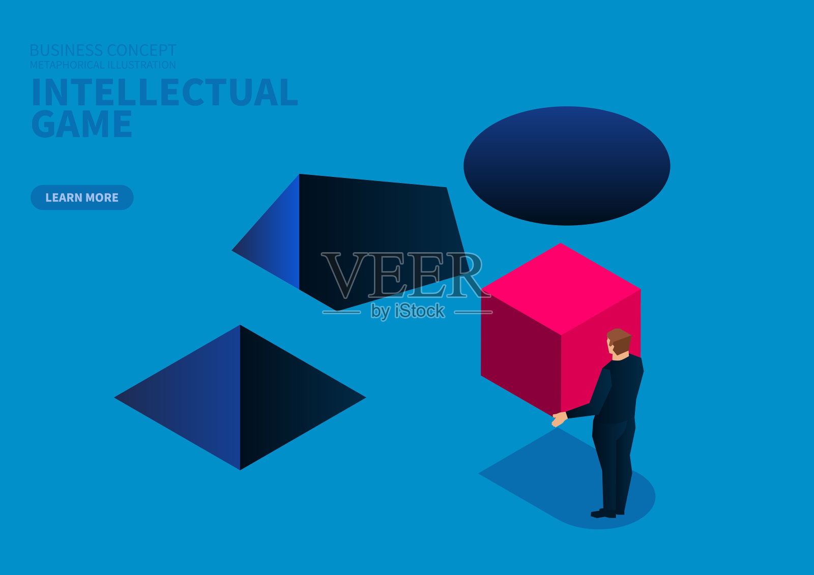 商人的选择，几何填充的益智游戏插画图片素材