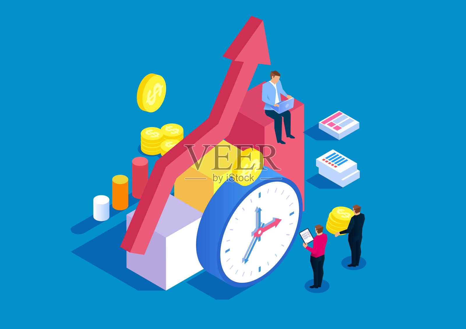 时间和财务管理插画图片素材