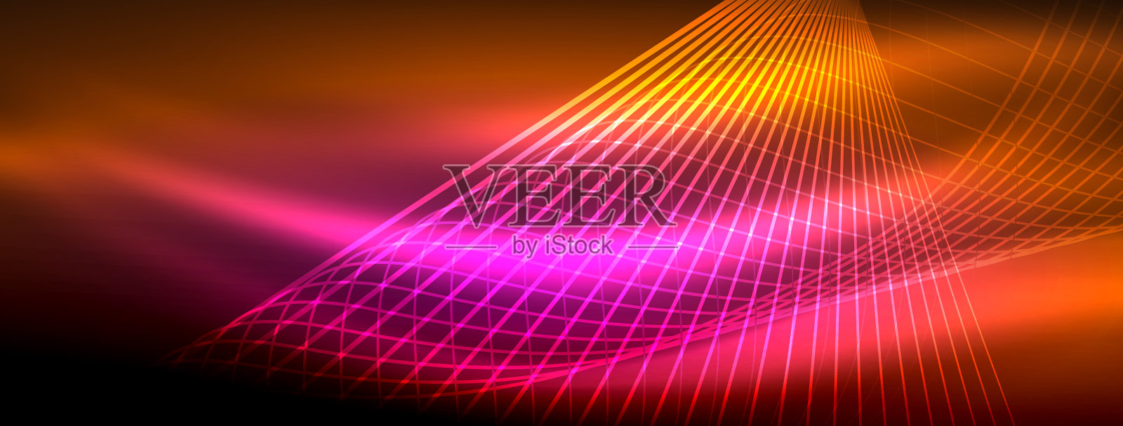 发光的霓虹波抽象的背景-充满活力插画图片素材