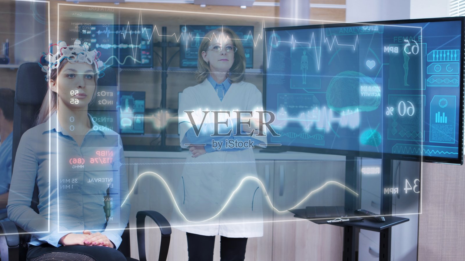 病人脑部扫描，增强现实可视化照片摄影图片