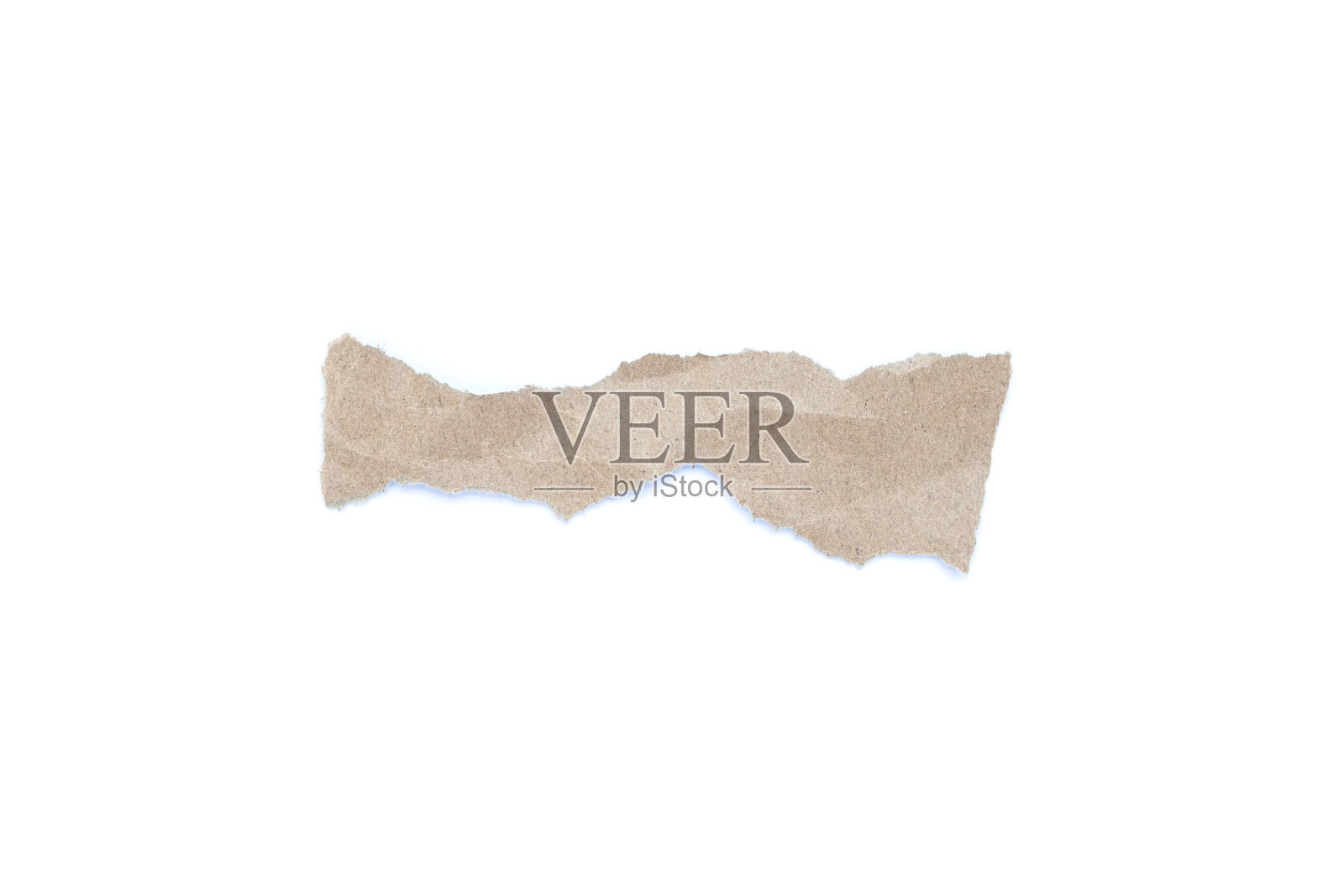 再生纸工艺贴在白色背景上。白纸上撕破的套纸，牛皮纸撕破或撕破的纸片孤立在白底上。照片摄影图片