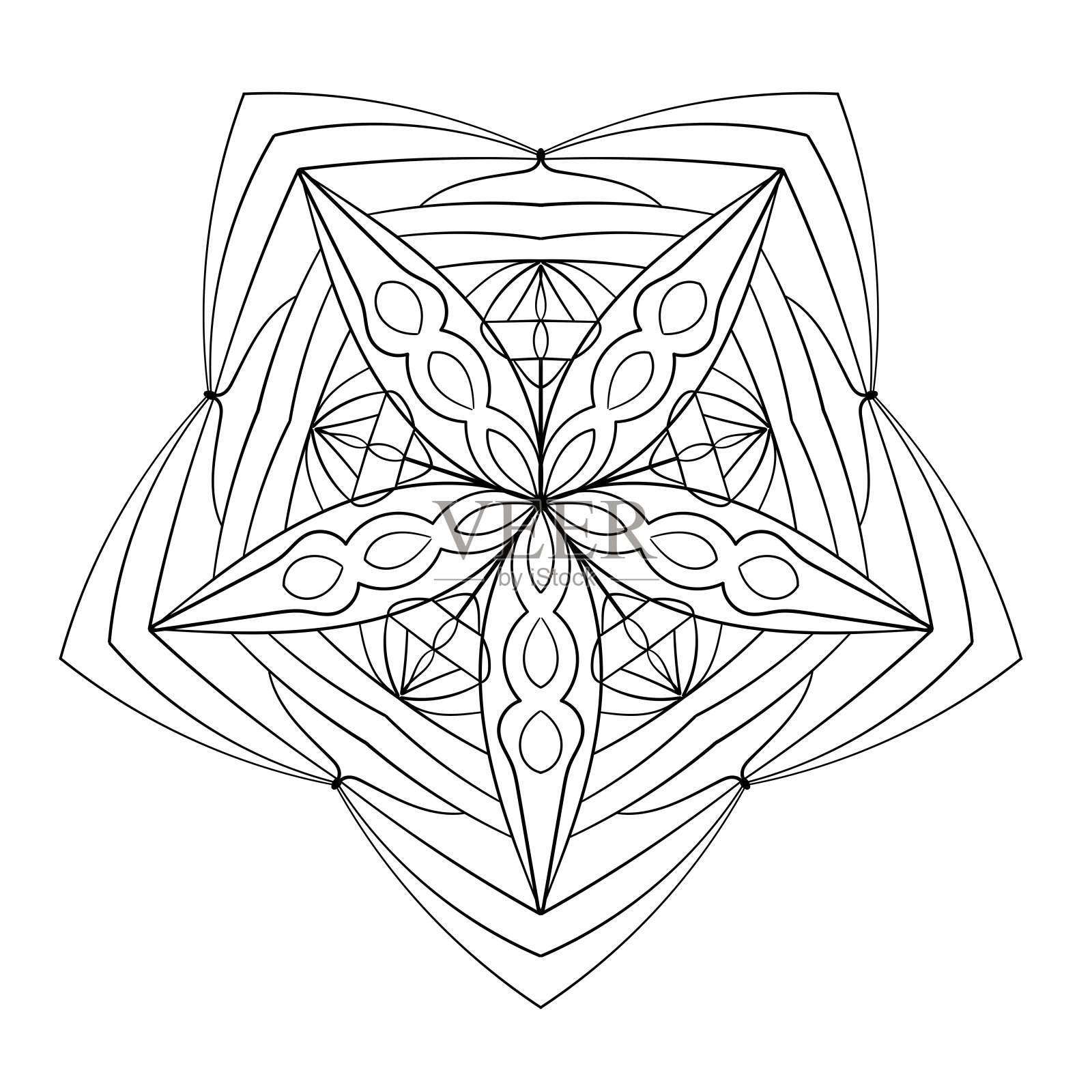 装饰点缀。圆形的曼陀罗图案。插画图片素材