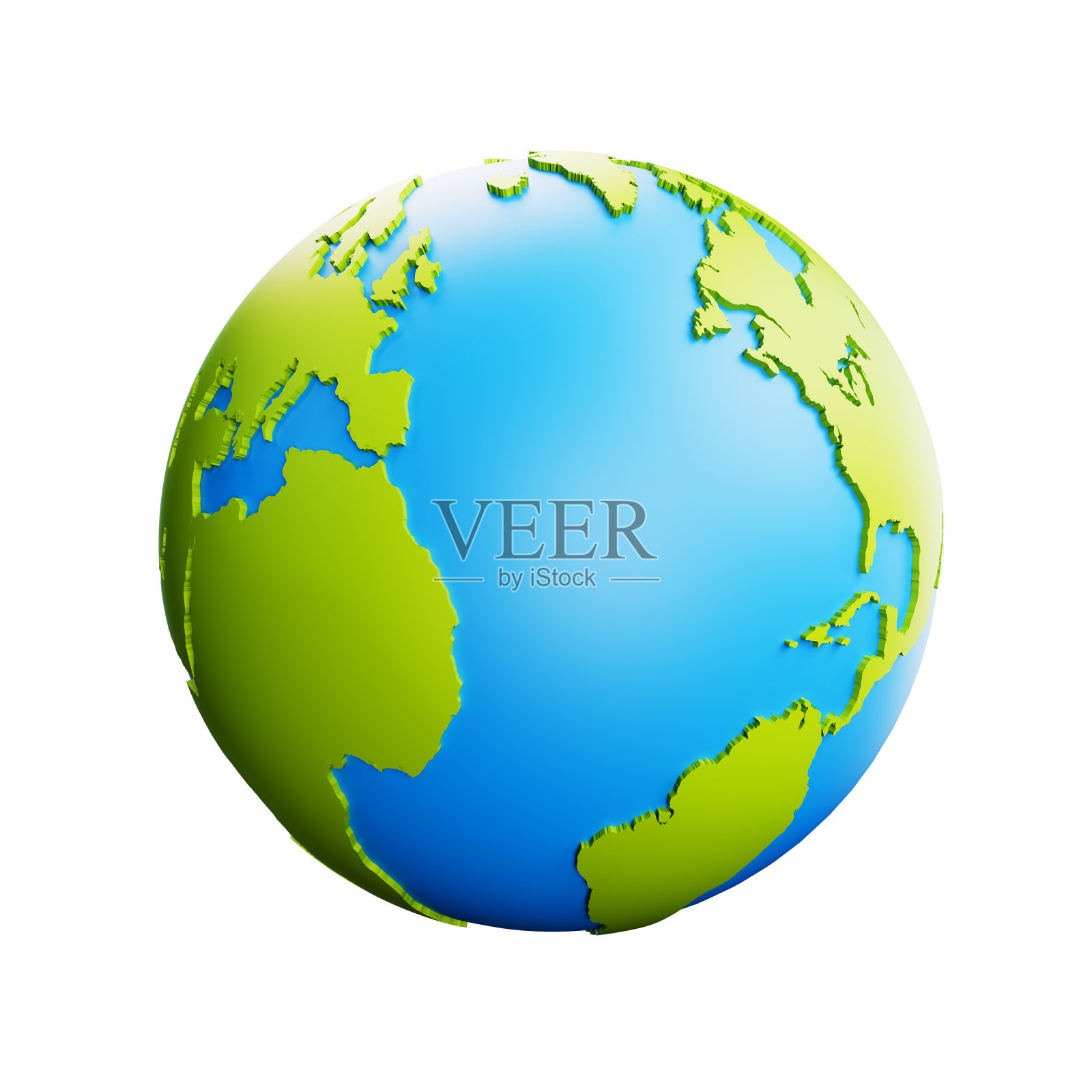 白色背景的卡通地球。地球日或环境日的概念。照片摄影图片