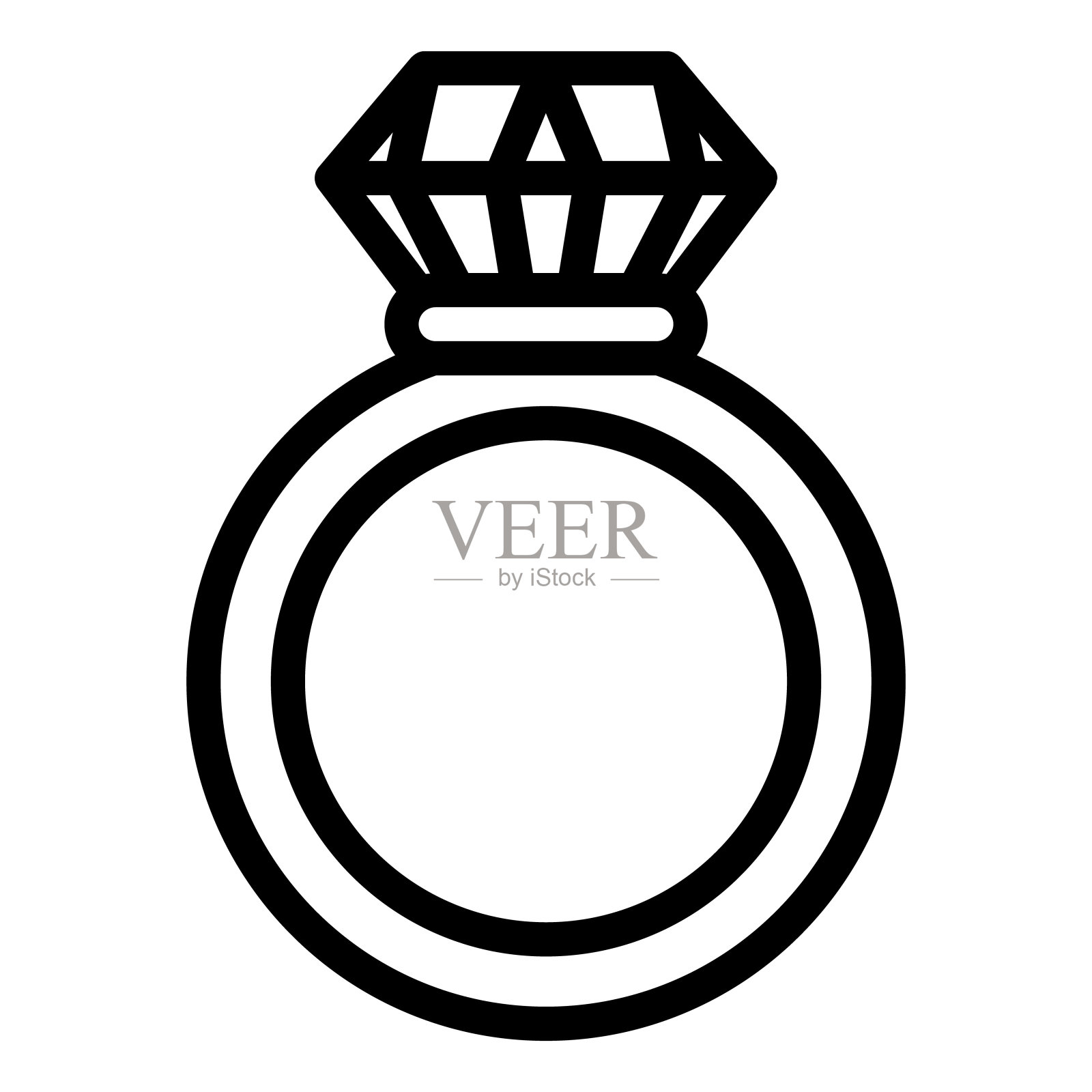 红宝石环线图标。戒指与宝石矢量插图隔离在白色。珠宝轮廓风格设计和应用程序。Eps 10。插画图片素材