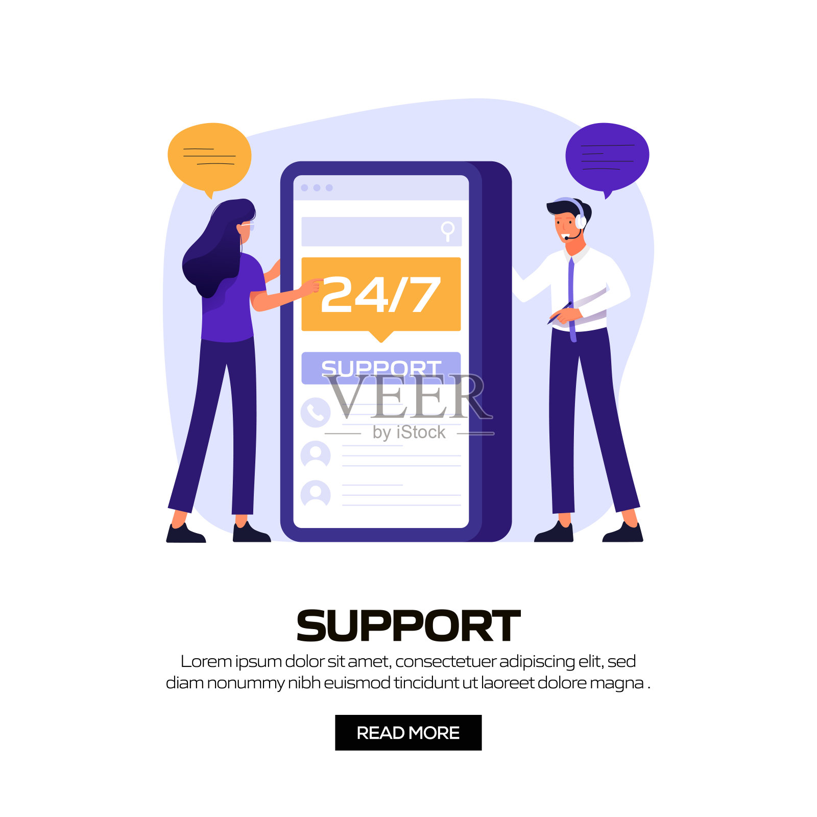 支持概念矢量插图的网站横幅，广告和营销材料，在线广告，社交媒体营销等。插画图片素材