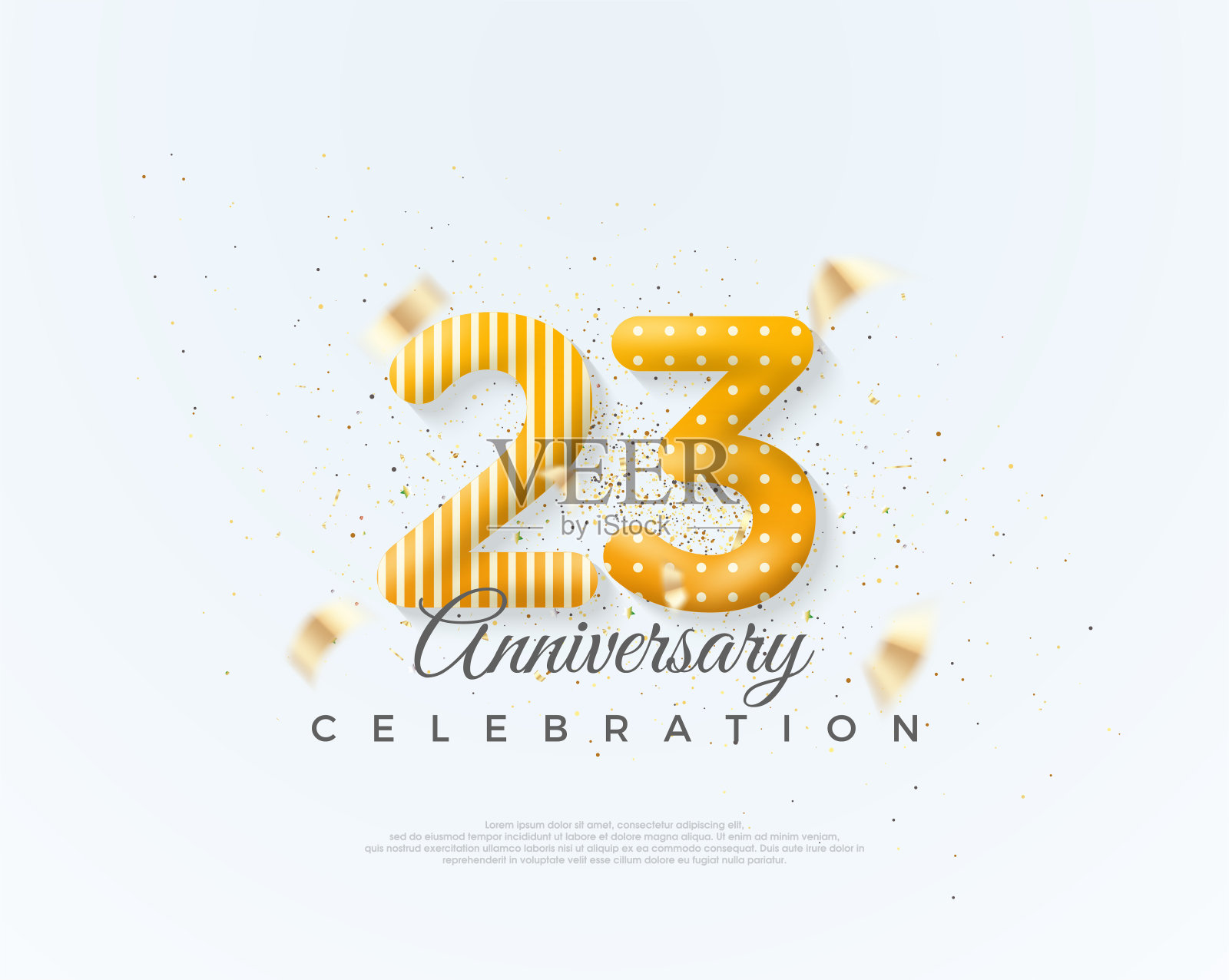 第23号是周年庆典。有独特和干净的气球号码。海报，横幅，庆祝问候的优质矢量。插画图片素材