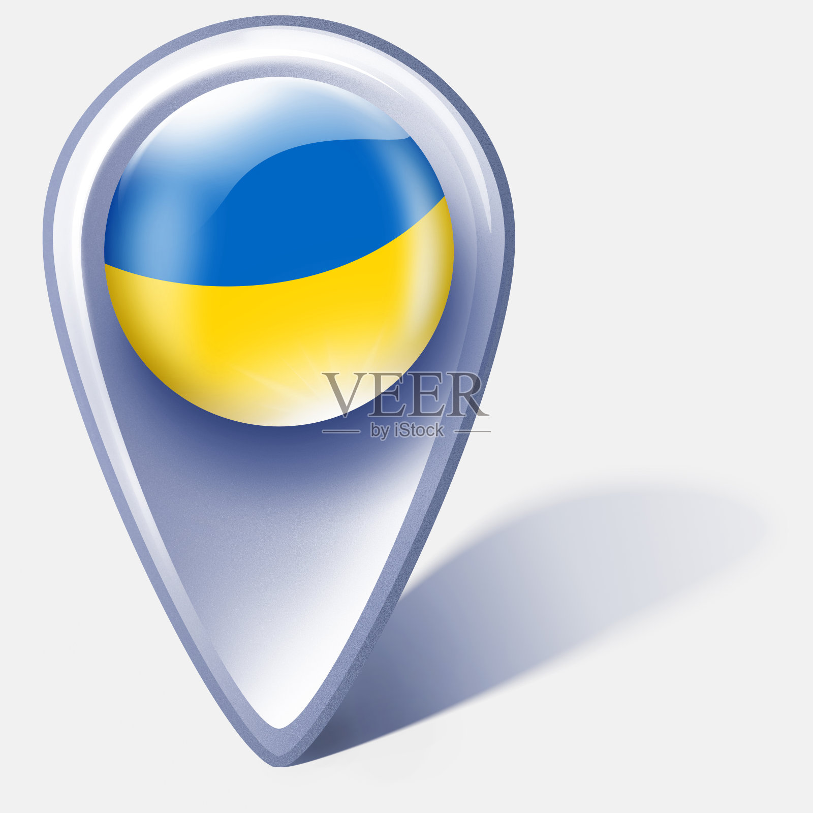 乌克兰按钮地图指针与乌克兰国旗孤立在白色设计元素图片