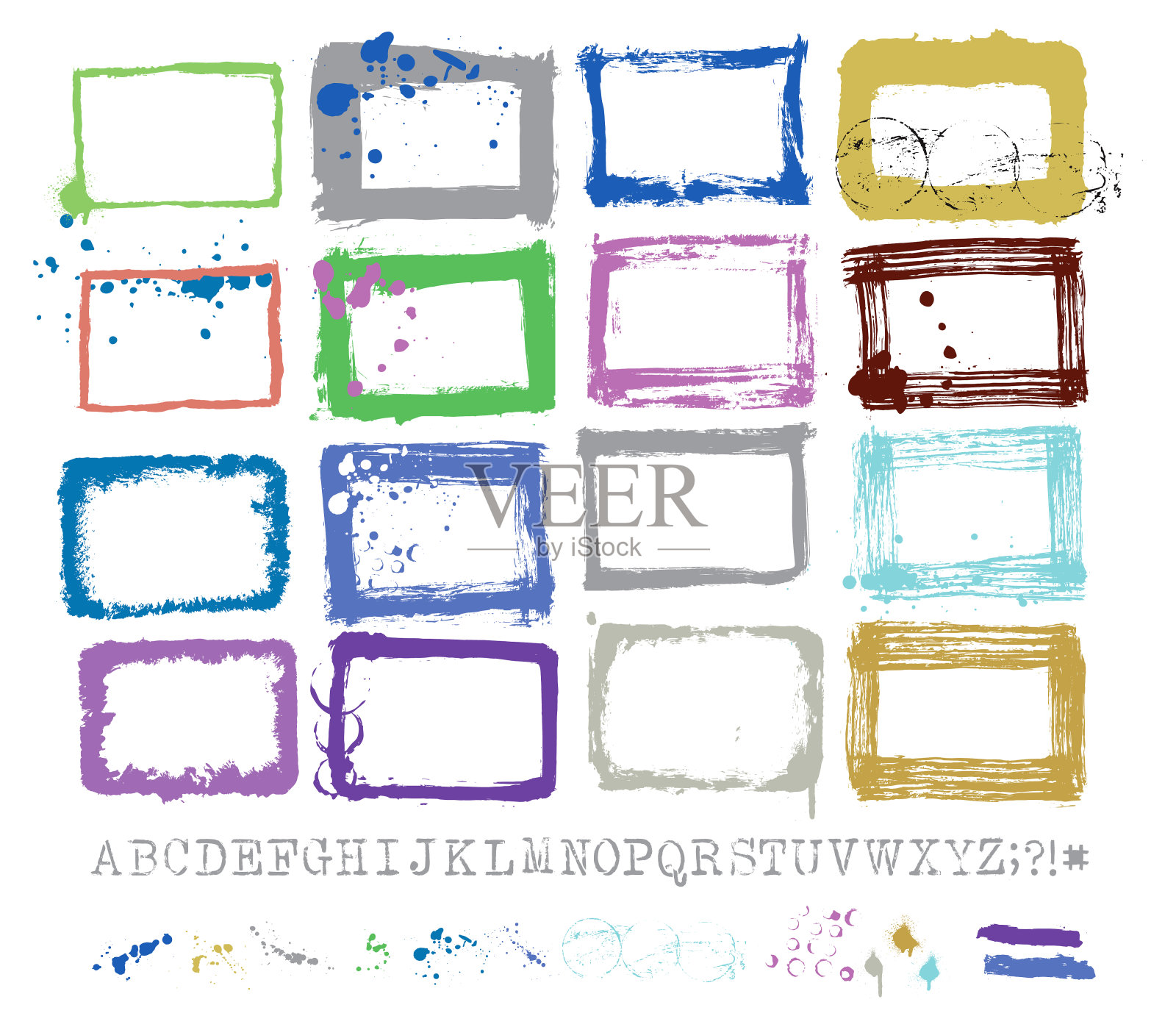 设计师矢量收集，手绘，扫描和跟踪Grunge纹理插画图片素材