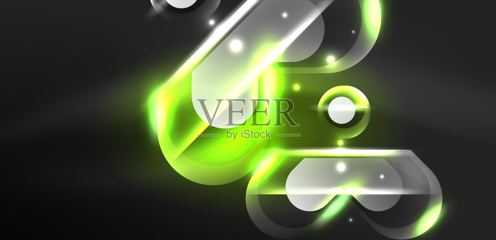 霓虹发光的几何形状抽象插画图片素材