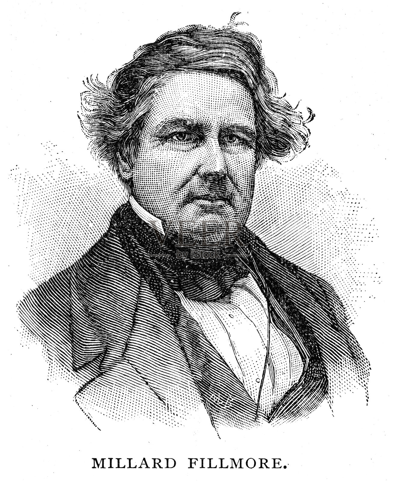 米勒德·菲尔莫尔总统于1895年雕刻插画图片素材