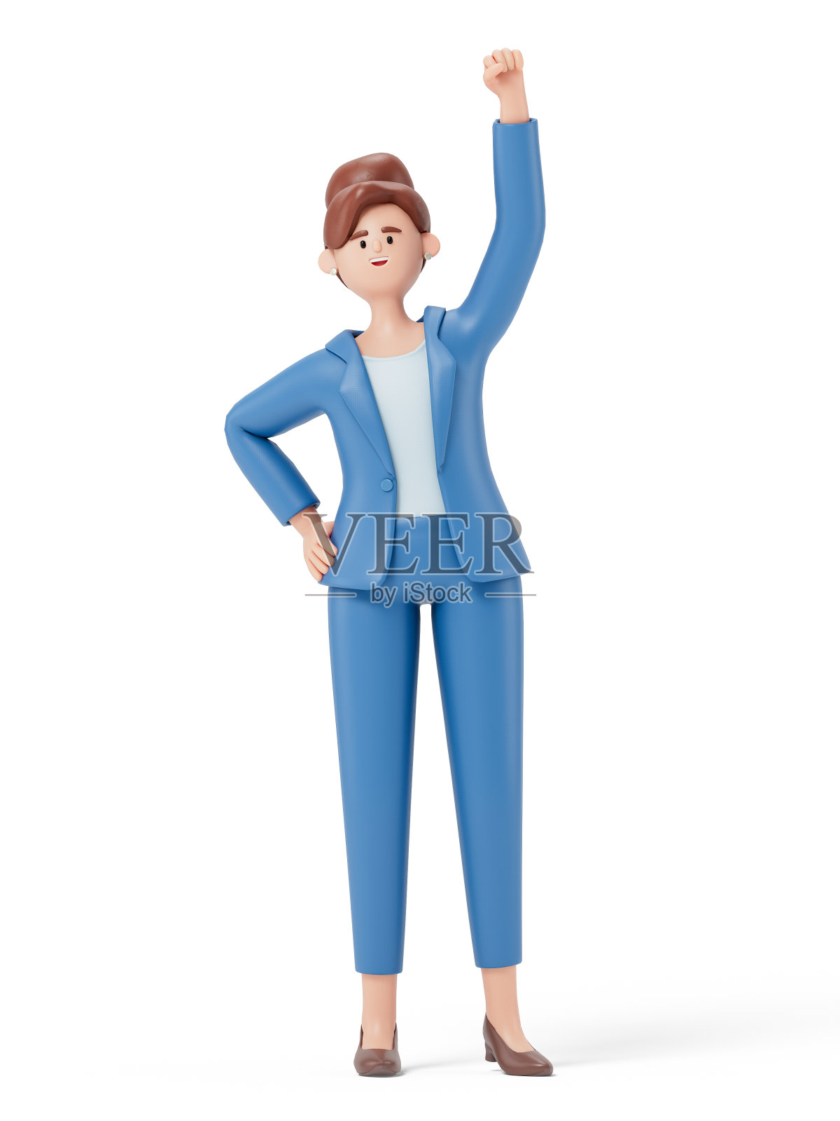 一个3D卡通人物举起他的手照片摄影图片