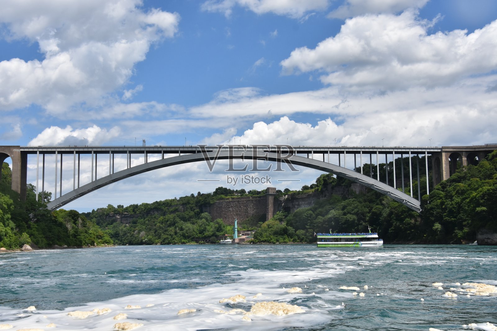 位于美国和加拿大之间的彩虹桥，位于尼亚加拉河之上照片摄影图片