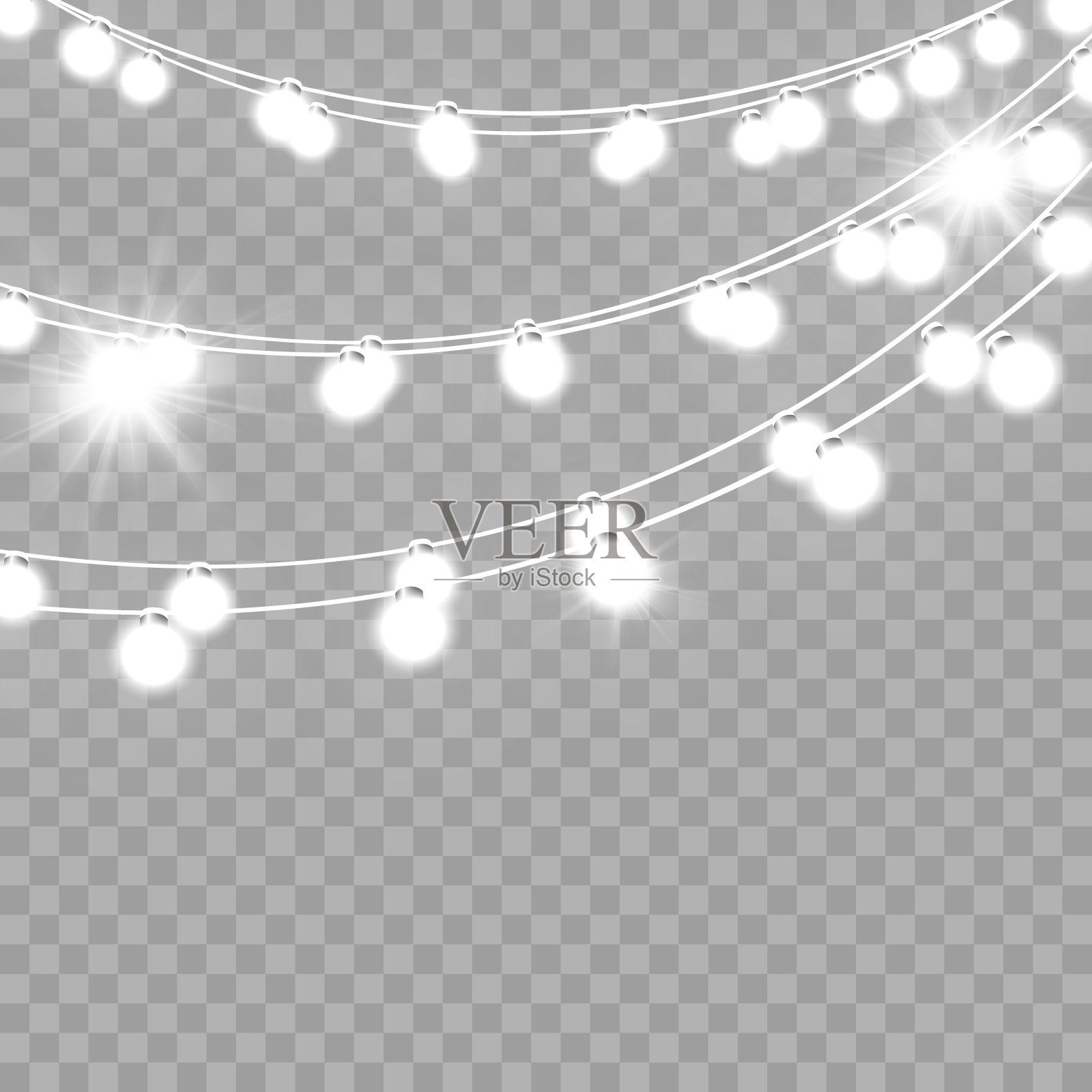 圣诞灯被隔离在透明的背景上。矢量插图。插画图片素材