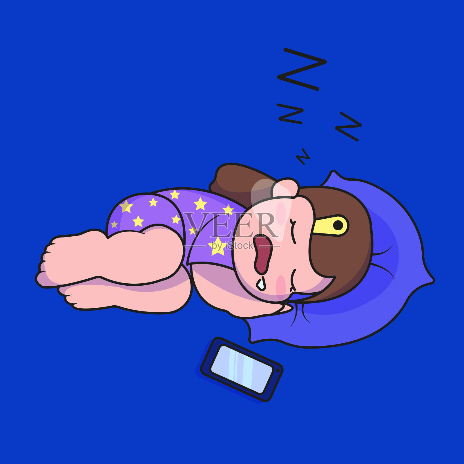 一个甜美的女孩快乐地微笑，睡觉，跳舞，快乐，教书，累了。不同的情绪、反应和感觉。欢乐图标的孤立概念。的情绪。平面卡通风格插画图片素材