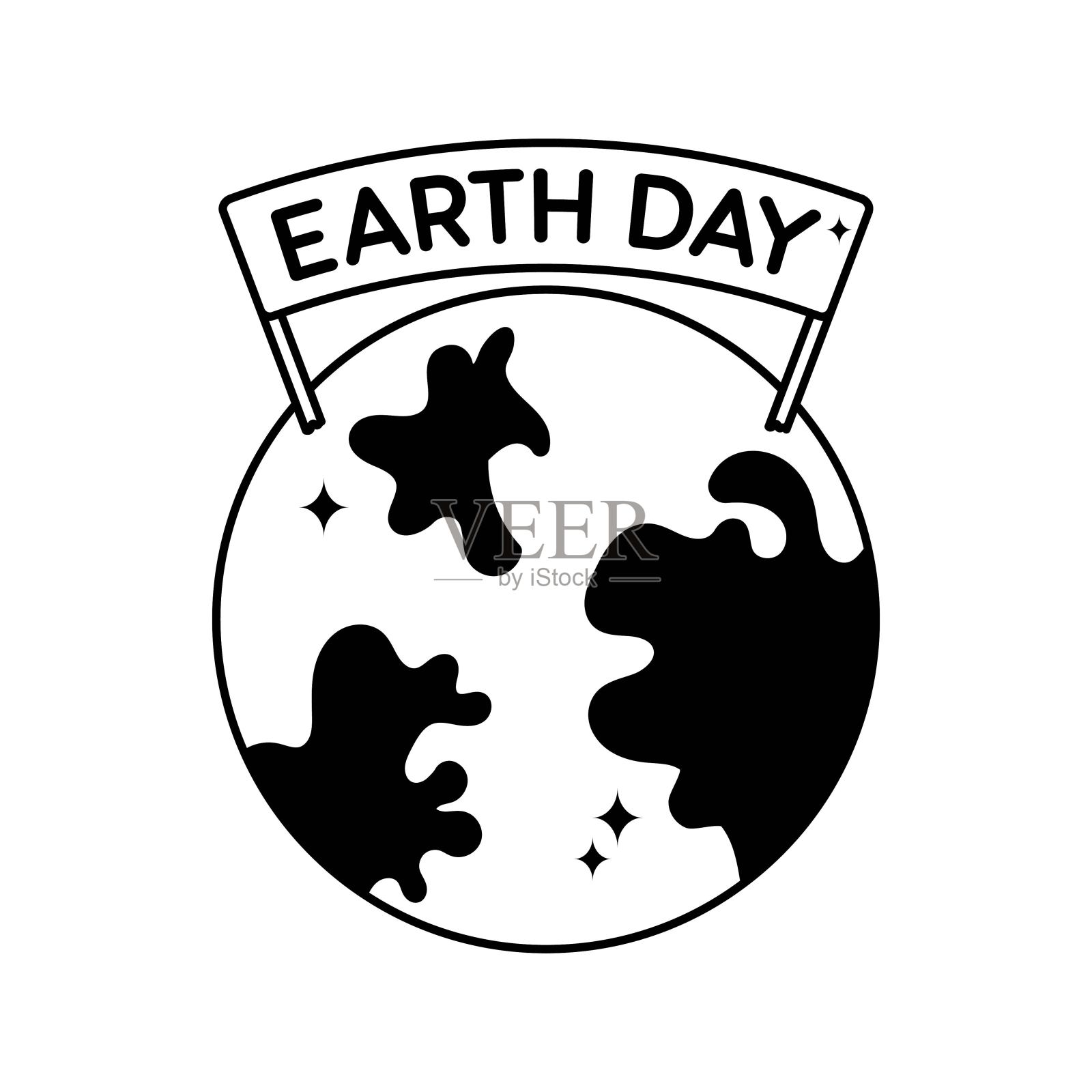 地球日涂鸦矢量大纲贴纸。EPS 10文件插画图片素材