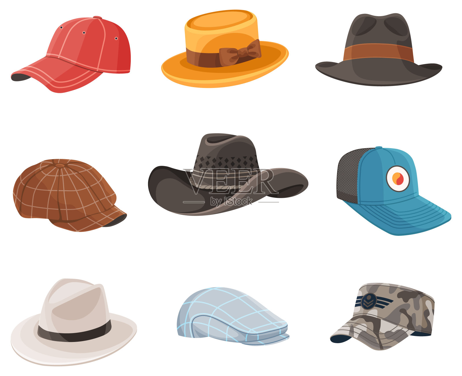 夏天的帽子。一顶沙滩帽，帆布上绘有微风和沙脚，一顶夏天的帽子，优雅地编织着盾牌插画图片素材