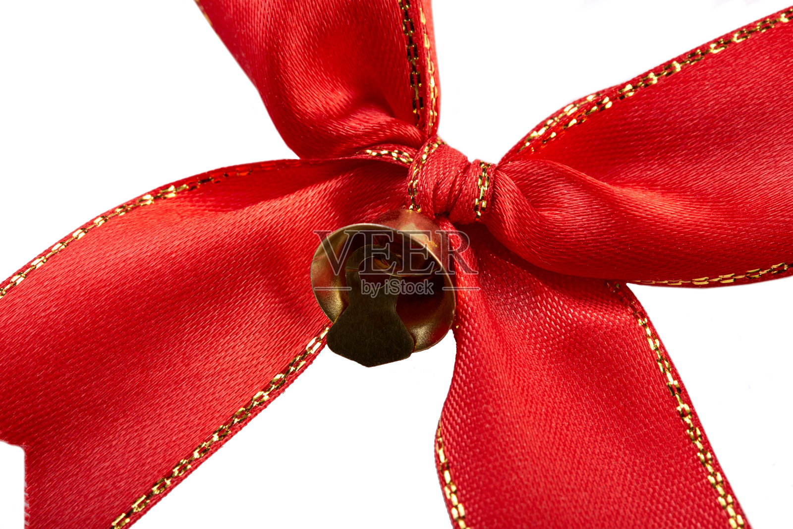 丝红弓孤立。丝带隔离在白色背景。优雅的节日圣诞红丝带。照片摄影图片
