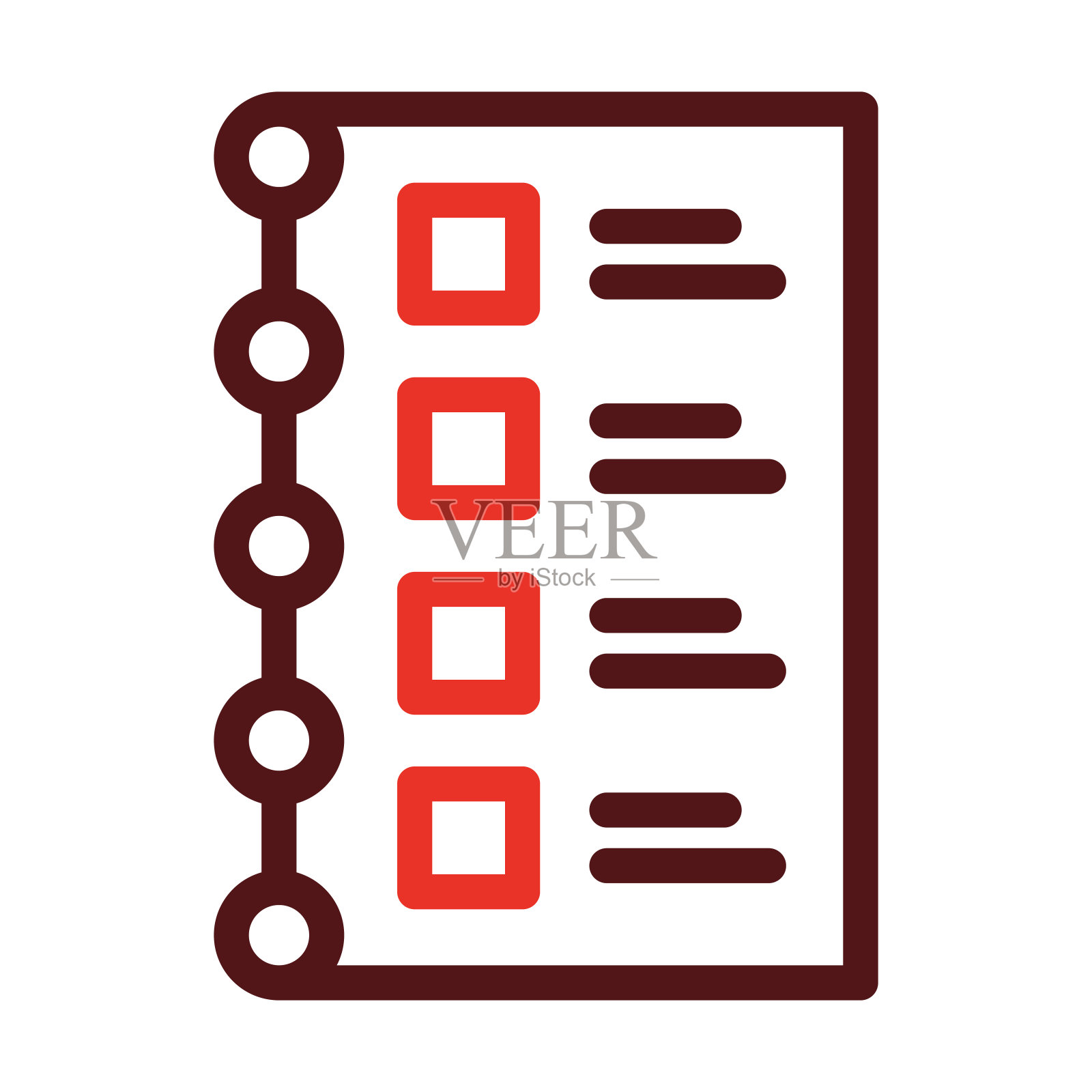 购物清单粗线两色图标个人和商业用途。插画图片素材