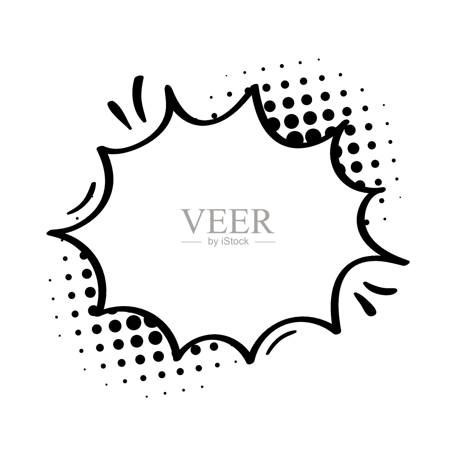 喜剧演讲泡沫。半色调阴影的喜剧对白。点。喜剧聊天大喊大叫。插画图片素材