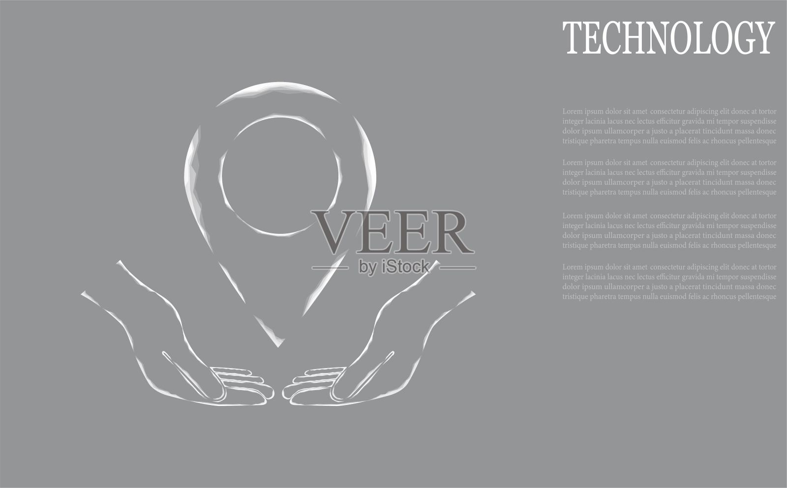 卡片的标签放在伸出的手上。插画图片素材