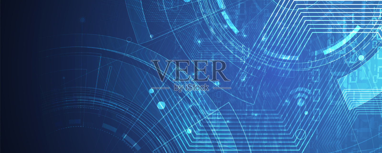 技术横幅设计与六边形抽象背景。插画图片素材