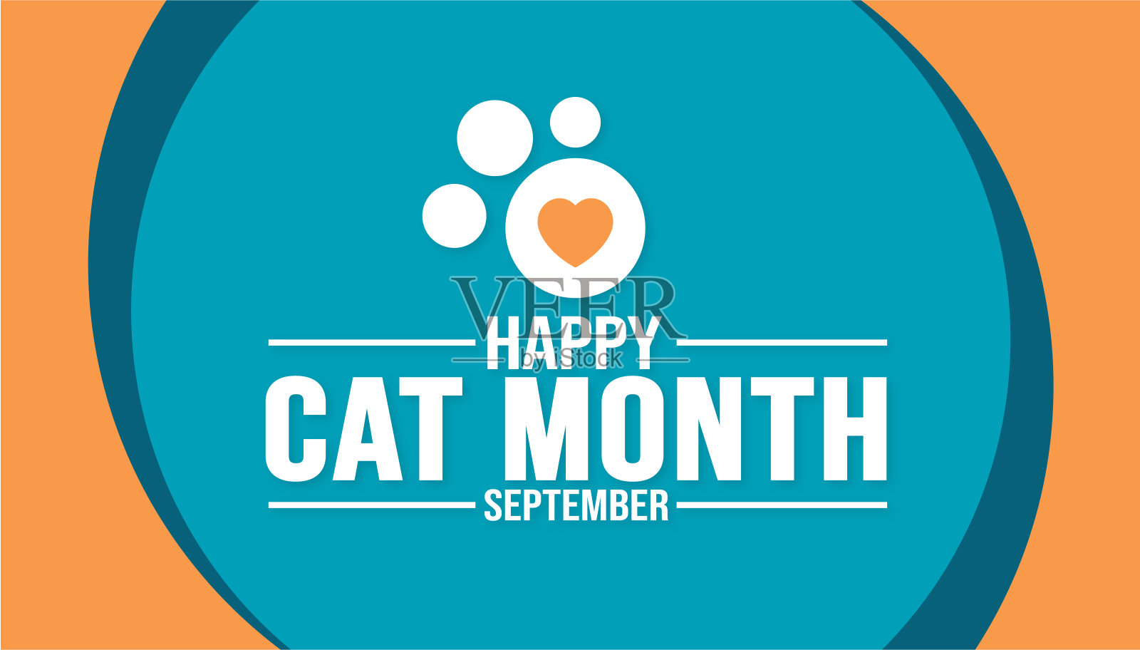 九月是快乐猫月背景模板。插画图片素材