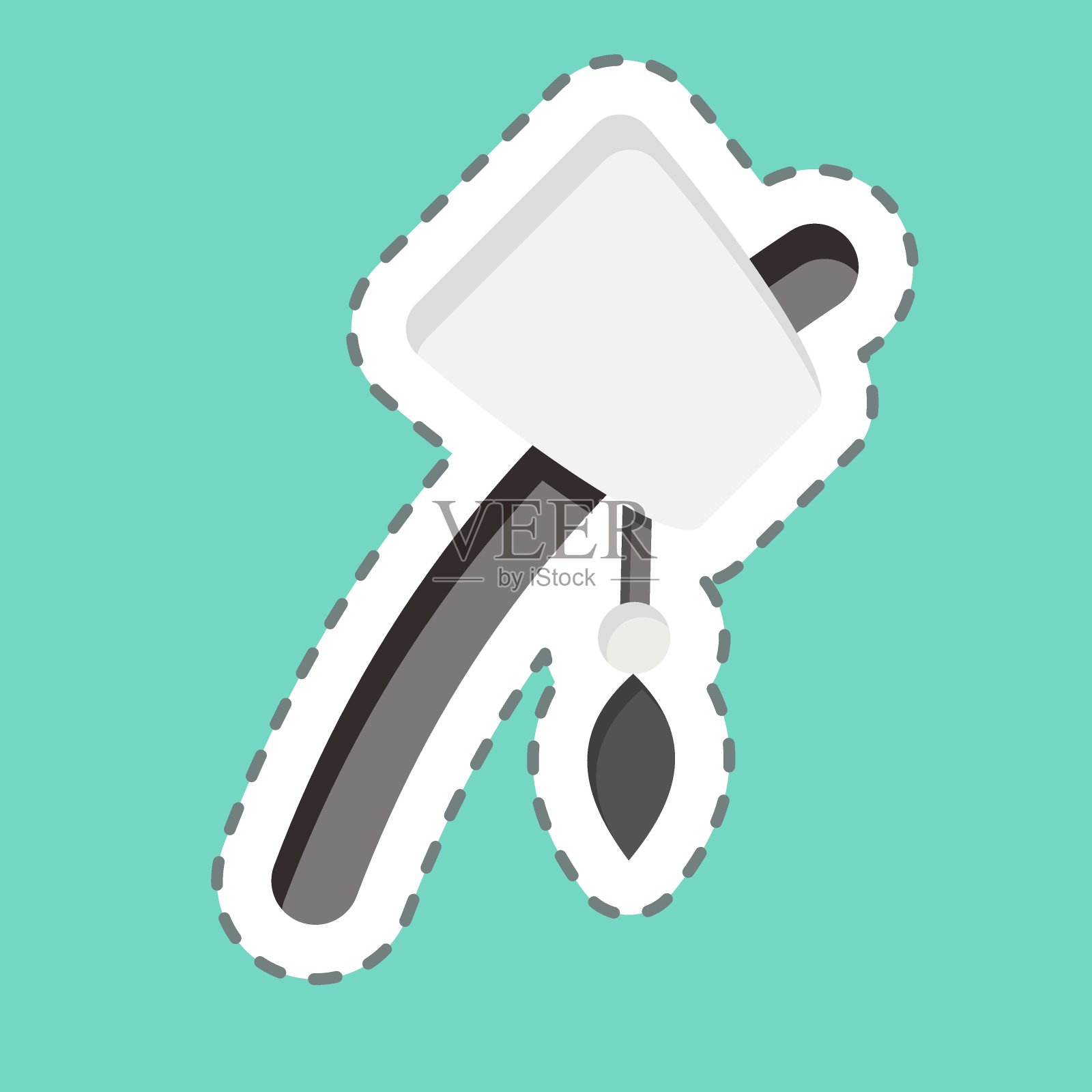 贴纸线切割原始斧。与美洲土著象征有关。简单的设计可编辑。简单的说明插画图片素材