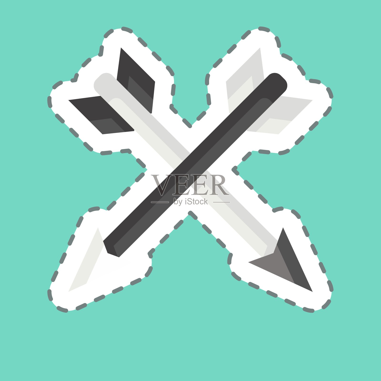 贴纸线剪箭头。与美洲土著象征有关。简单的设计可编辑。简单的说明插画图片素材