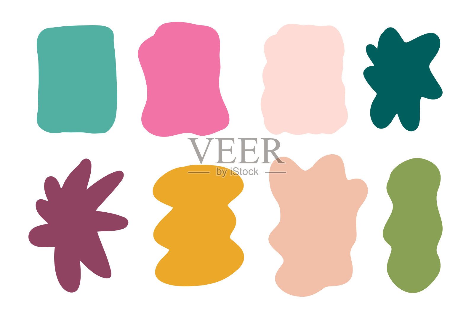 手绘极简报价海报贴纸现货集。报价颜色框架空白模板收集。隔离文本框。空洞的演讲泡泡。白色背景上的股票矢量插图。插画图片素材