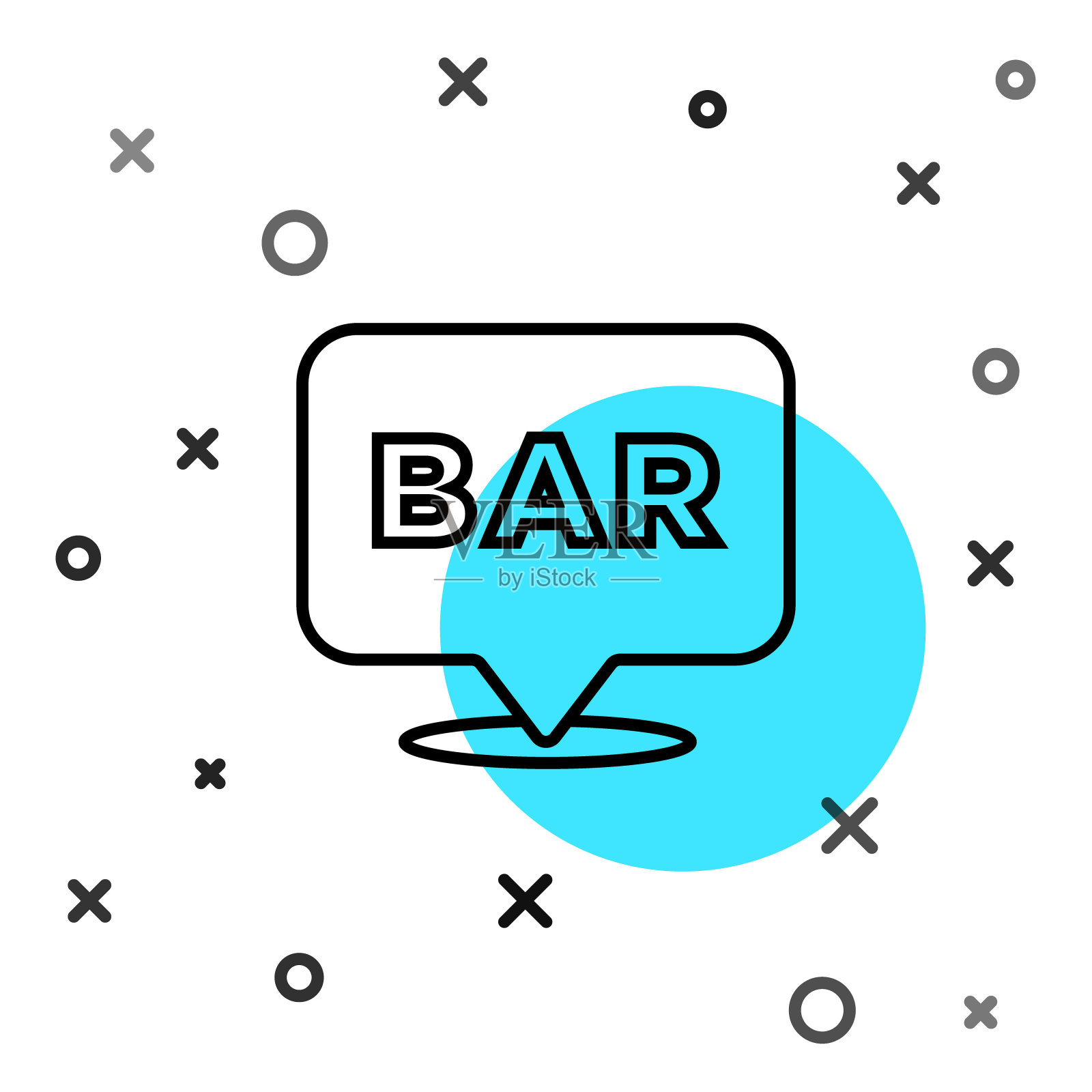 酒精或啤酒酒吧的位置图标孤立在白色背景。象征着喝酒、酒馆、俱乐部、酒吧。随机动态形状。向量插画图片素材